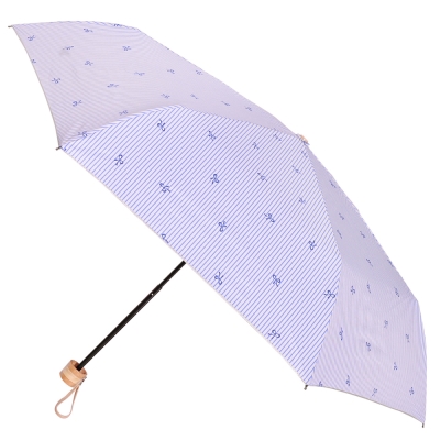 2mm 銀膠抗UV 蝴蝶結條紋輕量手開傘 (藍色)