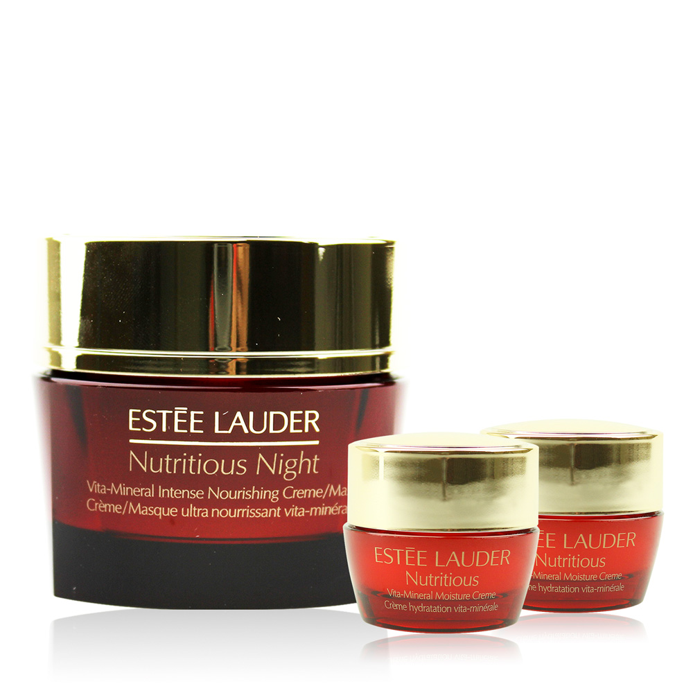 ESTEE LAUDER雅詩蘭黛 超能紅石榴微循晚霜(50ml)+日霜(7ml)x2