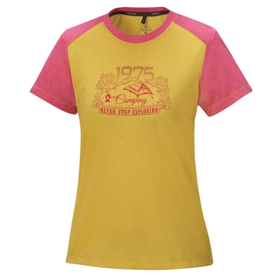 【ATUNAS 歐都納】女款吸濕排汗快乾抗UV短袖T恤 A-T1603W 麻花黃