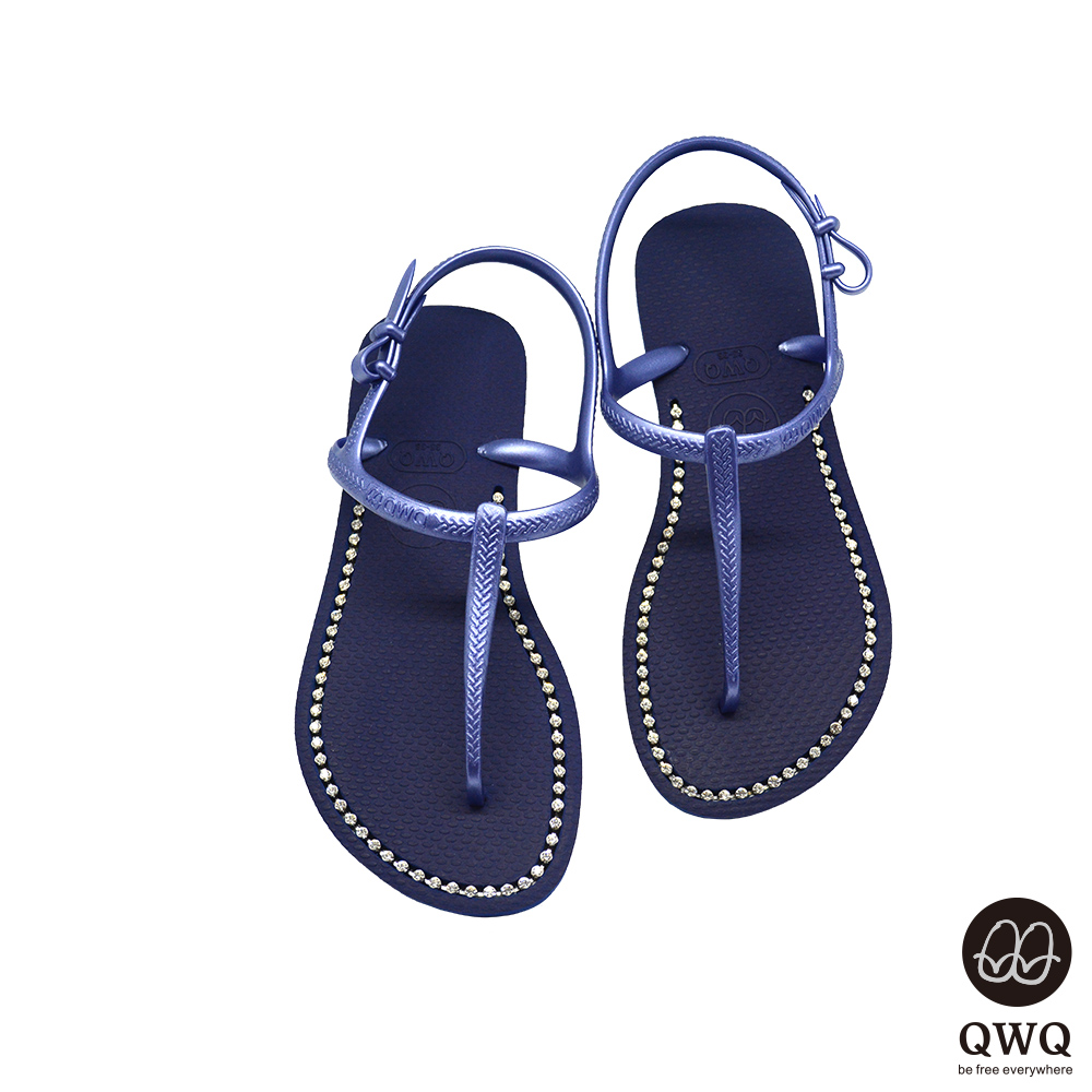 QWQ夾拖的創意(女) -璀璨面鑽涼鞋-寶石藍