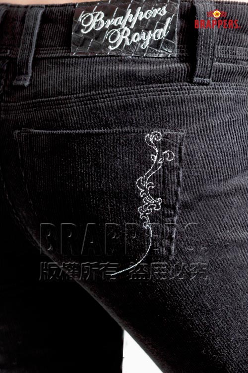 BRAPPERS 女款 新美腳Royal系列-女用彈性條絨小喇叭褲-黑