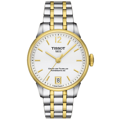 TISSOT 杜魯爾系列 Powermatic 80 機械女錶-銀x金/32mm