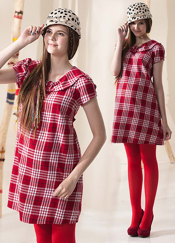 【Gennie’s奇妮】學院氣質甜美紅格紋拼接秋冬孕婦洋裝-紅(G1402)