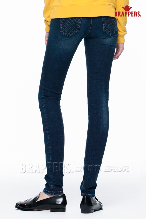 BRAPPERS 女款 新美腳Royal系列-女用中低腰彈性窄管褲-藍