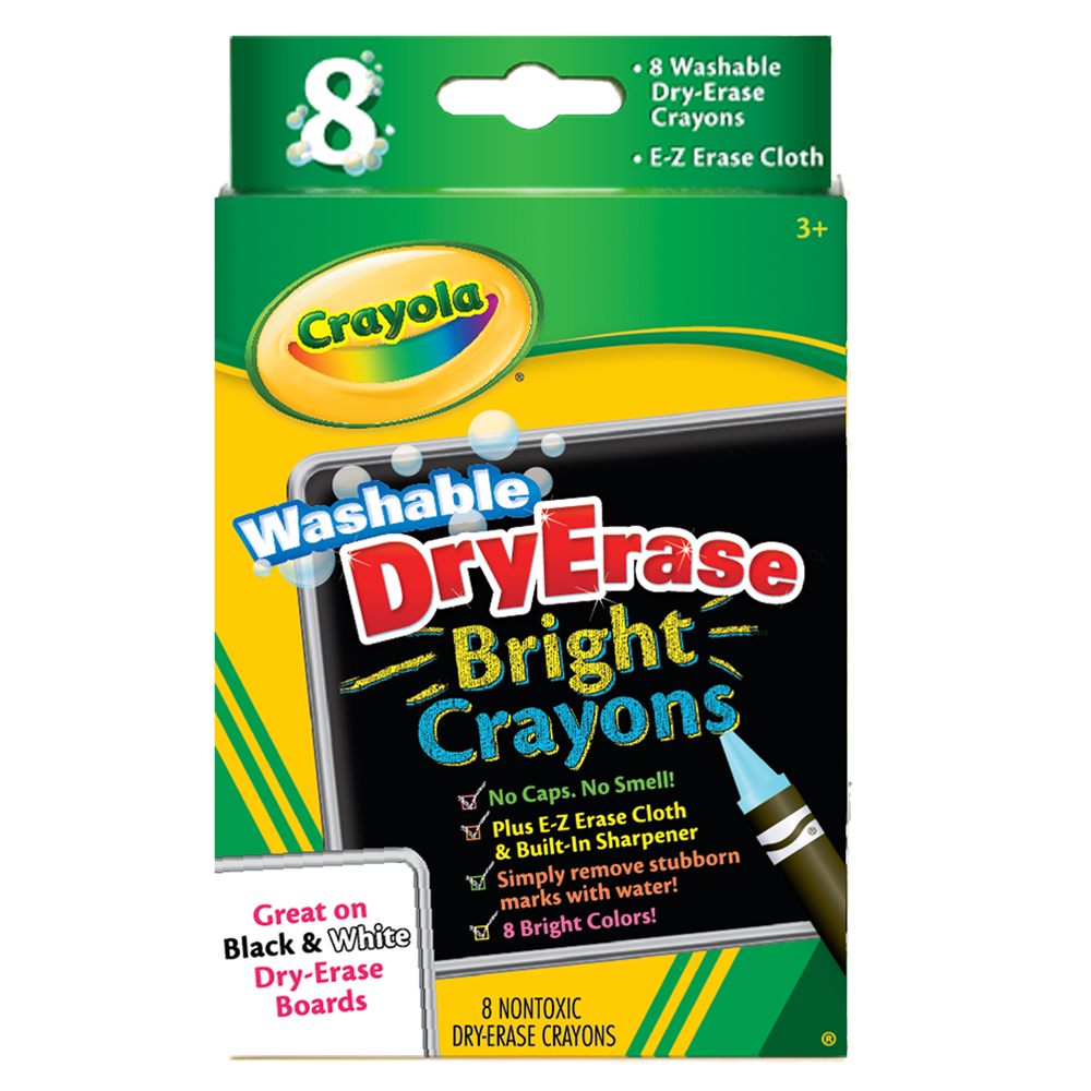 美國crayola 可水洗系列-可水洗8色白板蠟筆-明亮色(4Y+)
