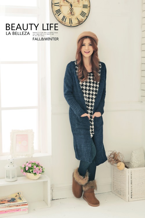 La Belleza個性刷破豹紋口袋圖案仿牛仔內搭褲