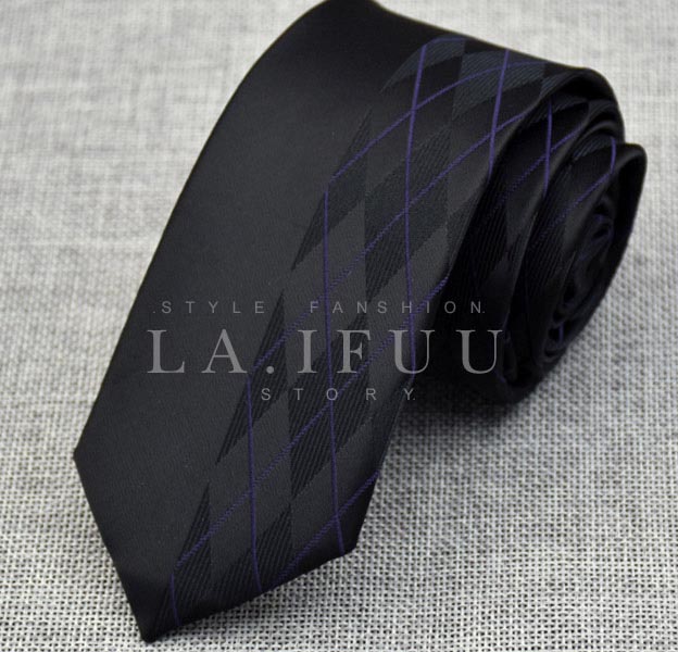 拉福 領帶窄版領帶6cm格少風領帶手打領帶(黑)