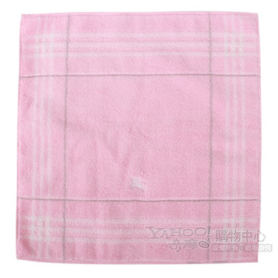 BURBERRY 經典格紋戰馬刺繡短毛巾-粉紅