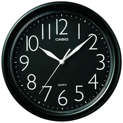 CASIO 流線大方指針圓形掛鐘(IQ-01S-1)-黑/24.5cm