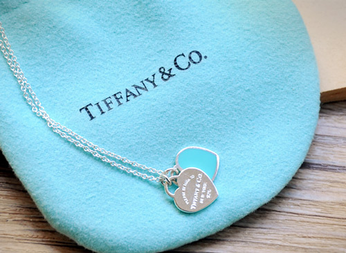 Tiffany&Co. Return to Tiffany 迷你雙色雙心純銀項鍊 經典藍