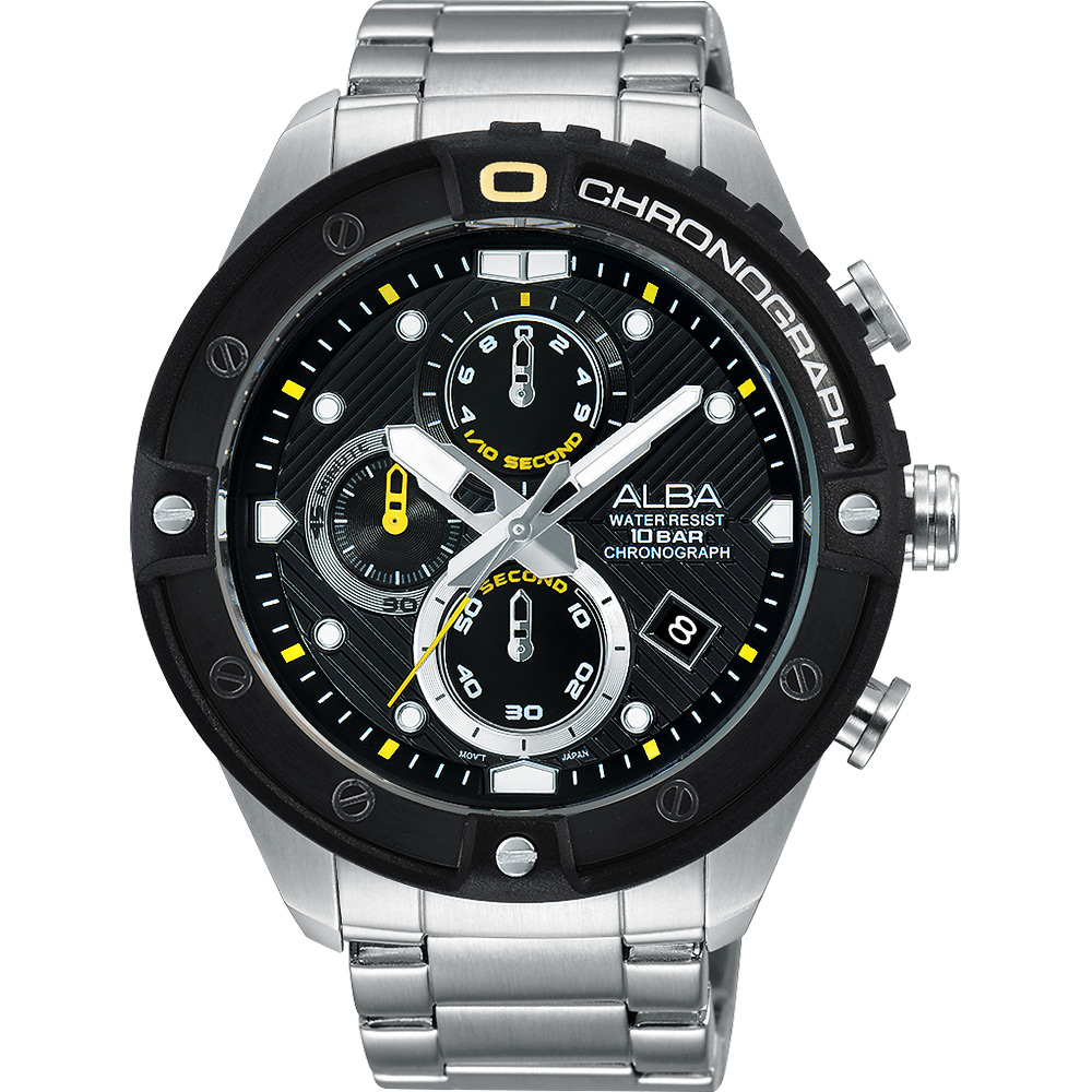 ALBA ACTIVE 活力運動時尚計時腕錶(AM3323X1)-黑/46mm