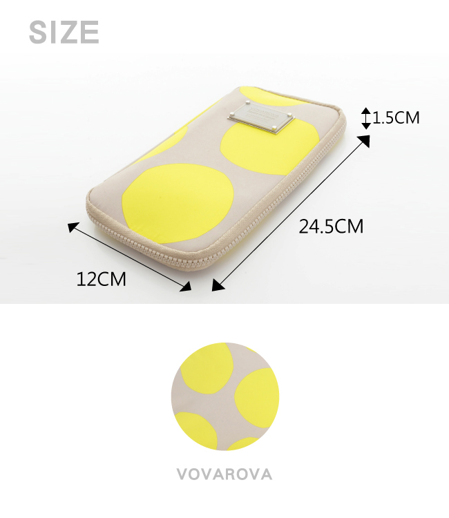 VOVAROVA空氣包-環遊世界護照夾-波卡圓點(黃)