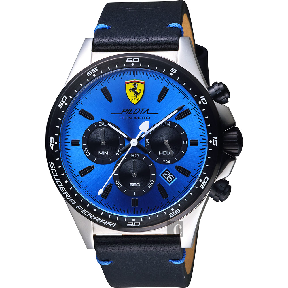 Scuderia Ferrari Pilota 終極賽車計時腕錶-藍x黑/46mm