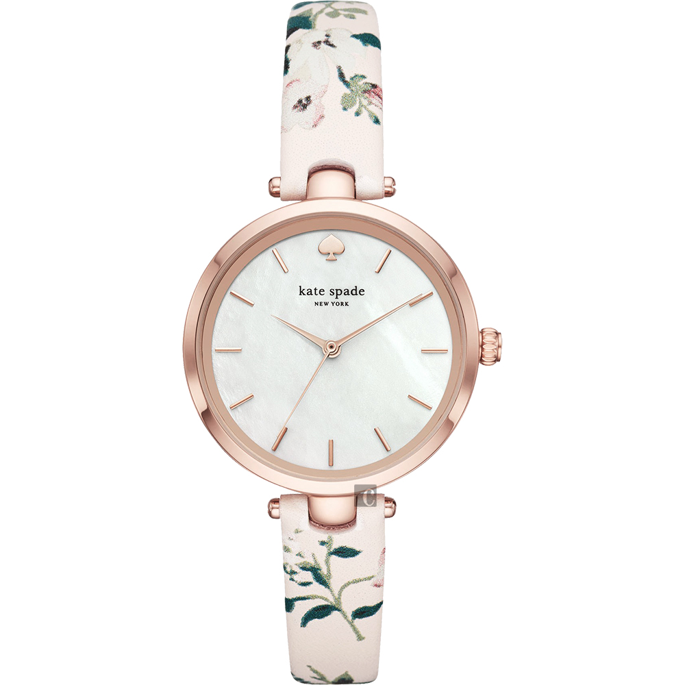 Kate Spade NEW YORK 花卉女人時尚套錶-珍珠貝x34mm