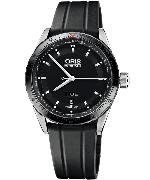 Oris Artix GT Day- Date 單向轉圈機械腕錶-黑x橡膠錶帶/42mm