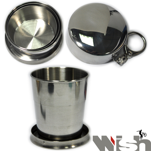 《WISH》攜帶式不鏽鋼伸縮環保杯(三折式)-2入組