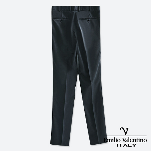 Emilio Valentino 范倫提諾彈力紋理平面西褲-黑