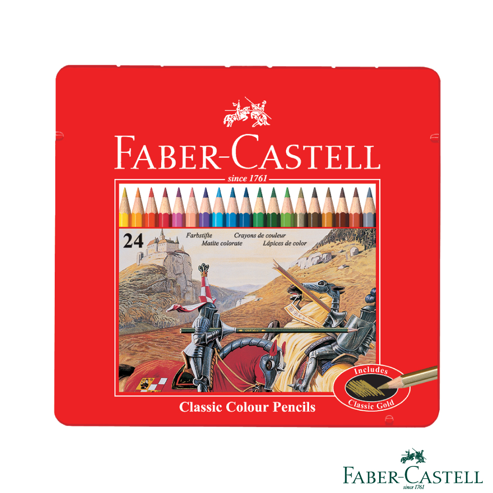 Faber-Castell紅色系油性彩色鉛筆-24色鐵盒裝