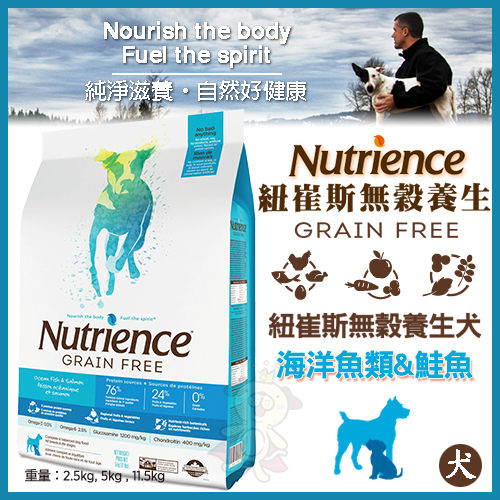 美國Nutrience紐崔斯 無穀多種鮮魚犬糧 2.5kg 1入
