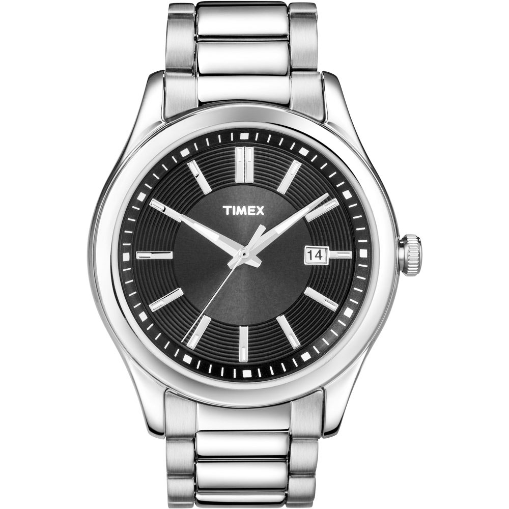 TIMEX 螺旋紋時尚商務腕錶-黑/38mm