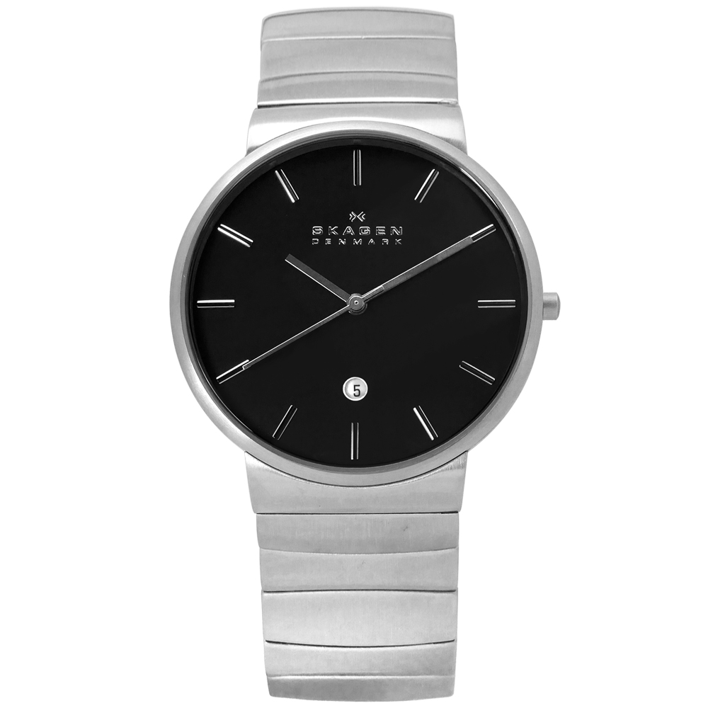 SKAGEN 北歐丹麥極簡紳士不鏽鋼手錶-黑色/40mm