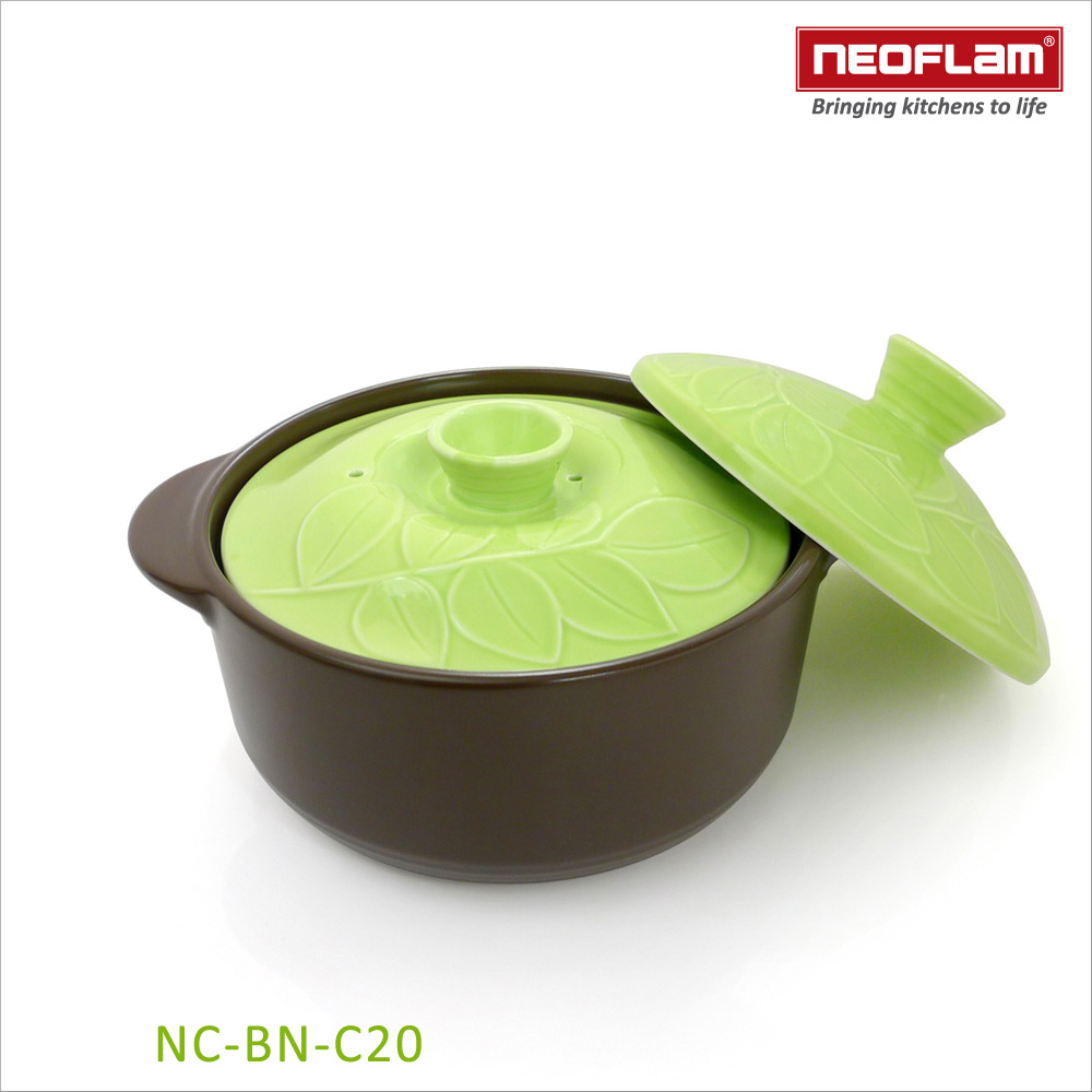韓國NEOFLAM BAUM系列 20cm陶瓷不沾時尚浮雕陶鍋