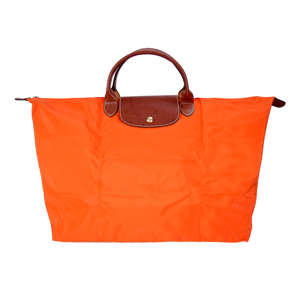 LONGCHAMP LE PLIAGE短把手提旅行袋(大/橘色)