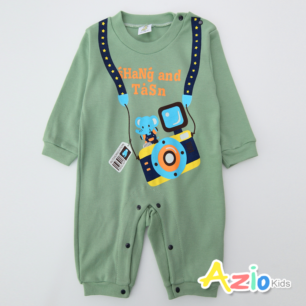 【Azio Kids】大象照相機印花連身衣(綠)