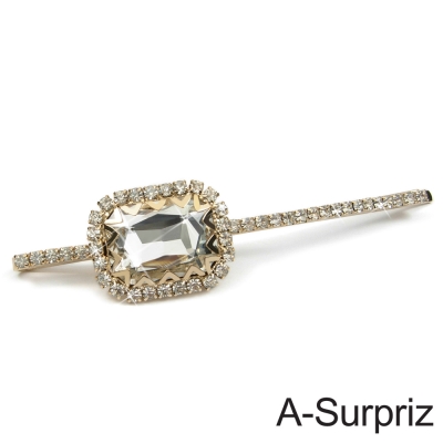 A-Surpriz 韓系典雅寶石晶鑽髮夾(白寶石)