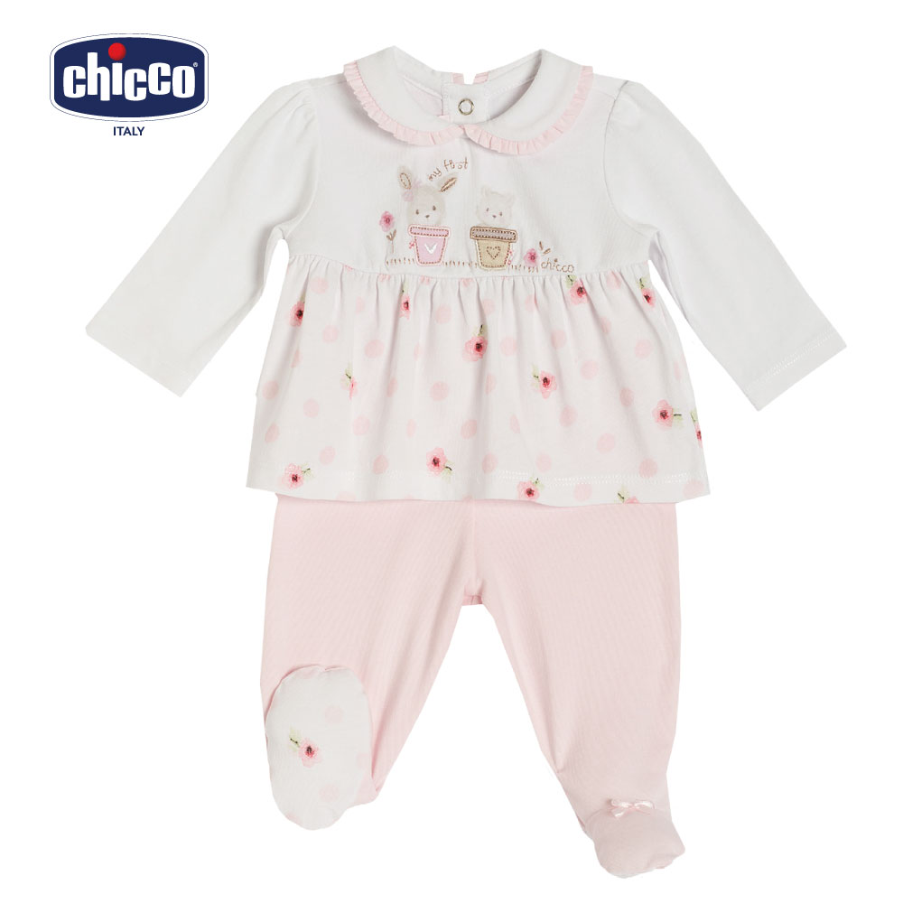 chicco-玫瑰庭園公主圓領後扣長袖套裝(6-12個月)