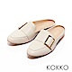 KOKKO -法式質感真皮方扣平底穆勒鞋-亮眼白 product thumbnail 1