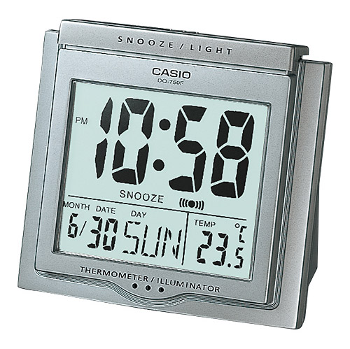 CASIO 測溫型數字電子鬧鐘(DQ-750F-8)-銀