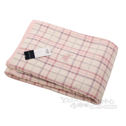 BURBERRY 經典戰馬正格紋棉毛毯-粉紅色