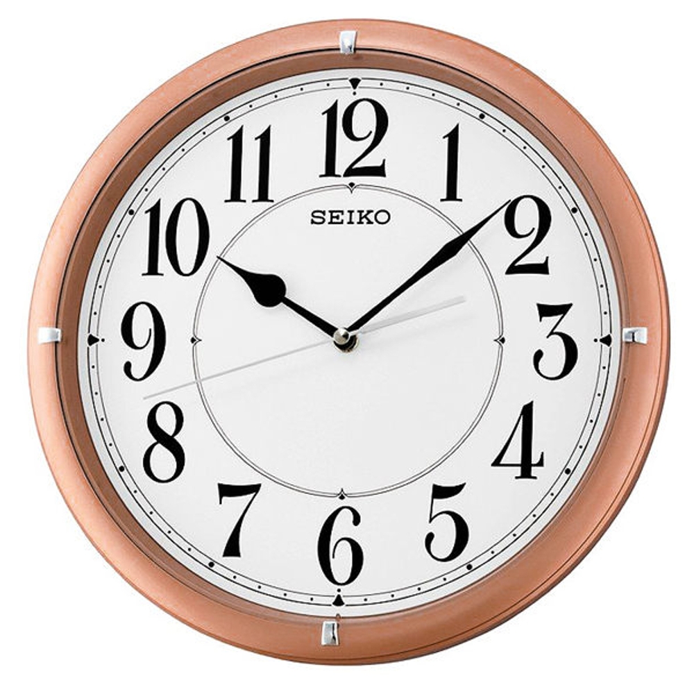 SEIKO 精工 滑動式秒針 靜音掛鐘(QXA637P)-粉-白/31cm