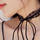 AnnaSofia 單蕾絲絨繩綁結 鎖骨單層頸鍊CHOKER(黑系) product thumbnail 1