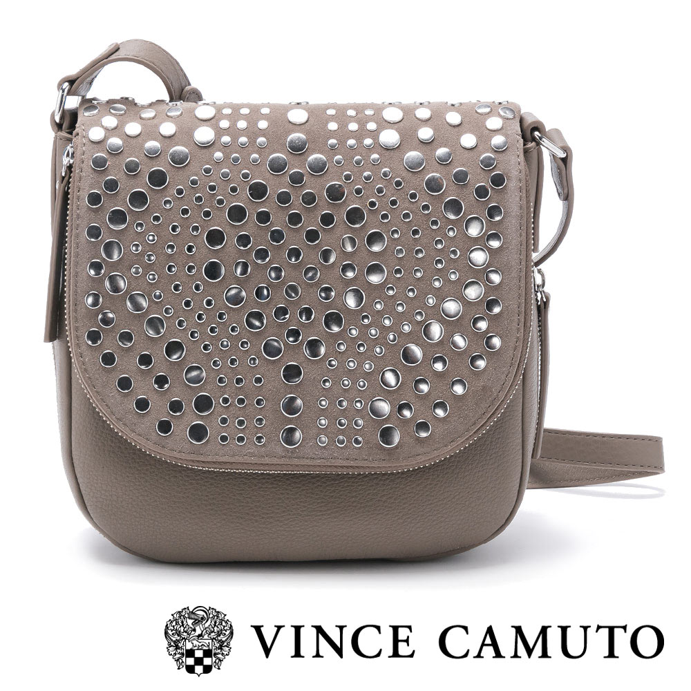 Vince Camuto 圓鉚釘半圓小巧斜背包-灰色