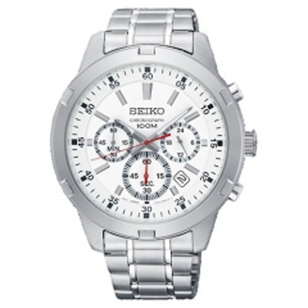 SEIKO 競速三眼計時白面腕表(SKS601P1)x43mm