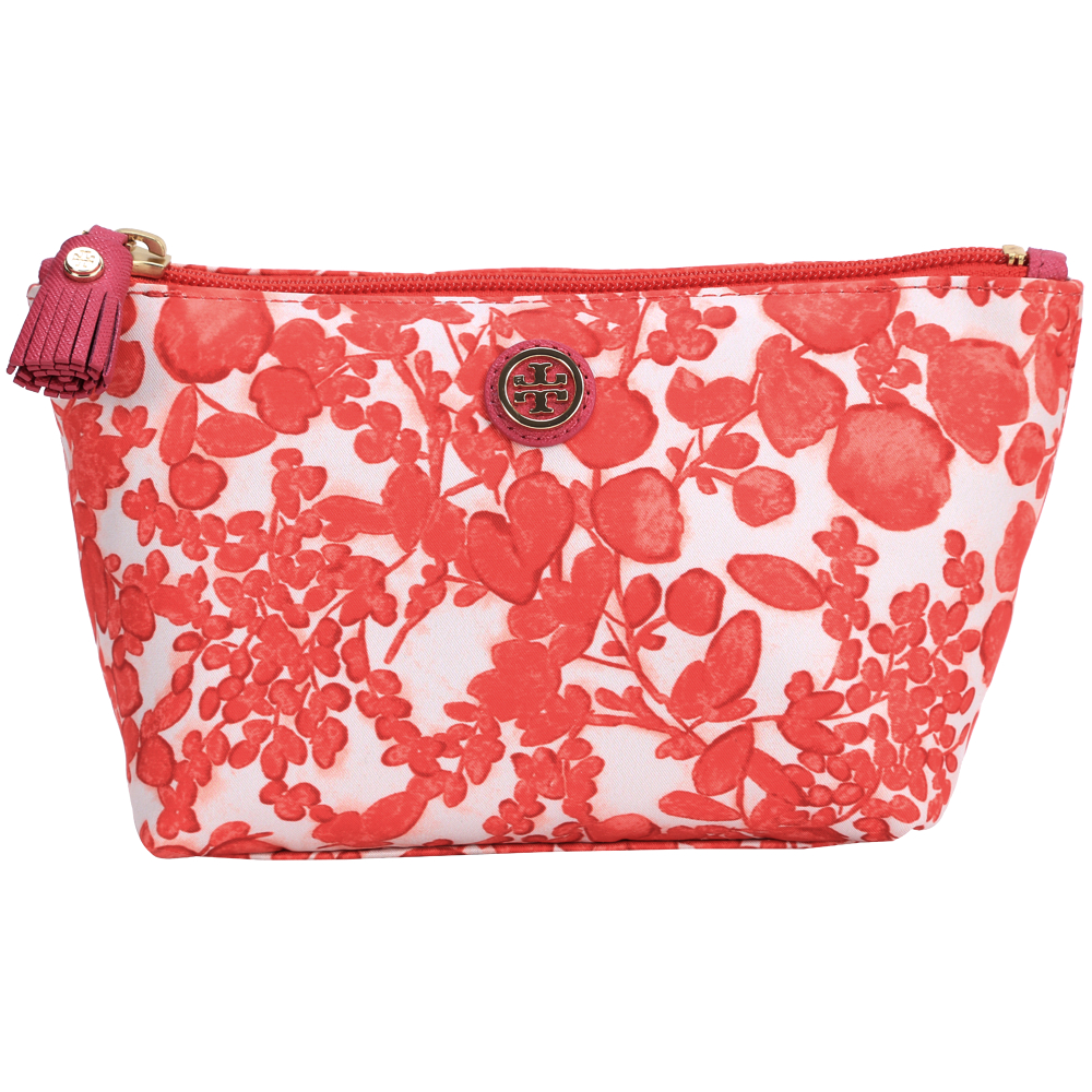 TORY BURCH Kerrington 印花圖騰萬用化妝包(紅x白)