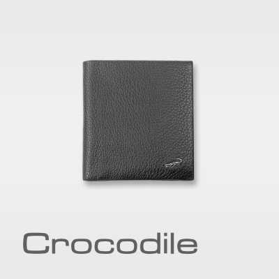 Crocodile 經典細荔紋軟皮薄型款短夾 0103-690701