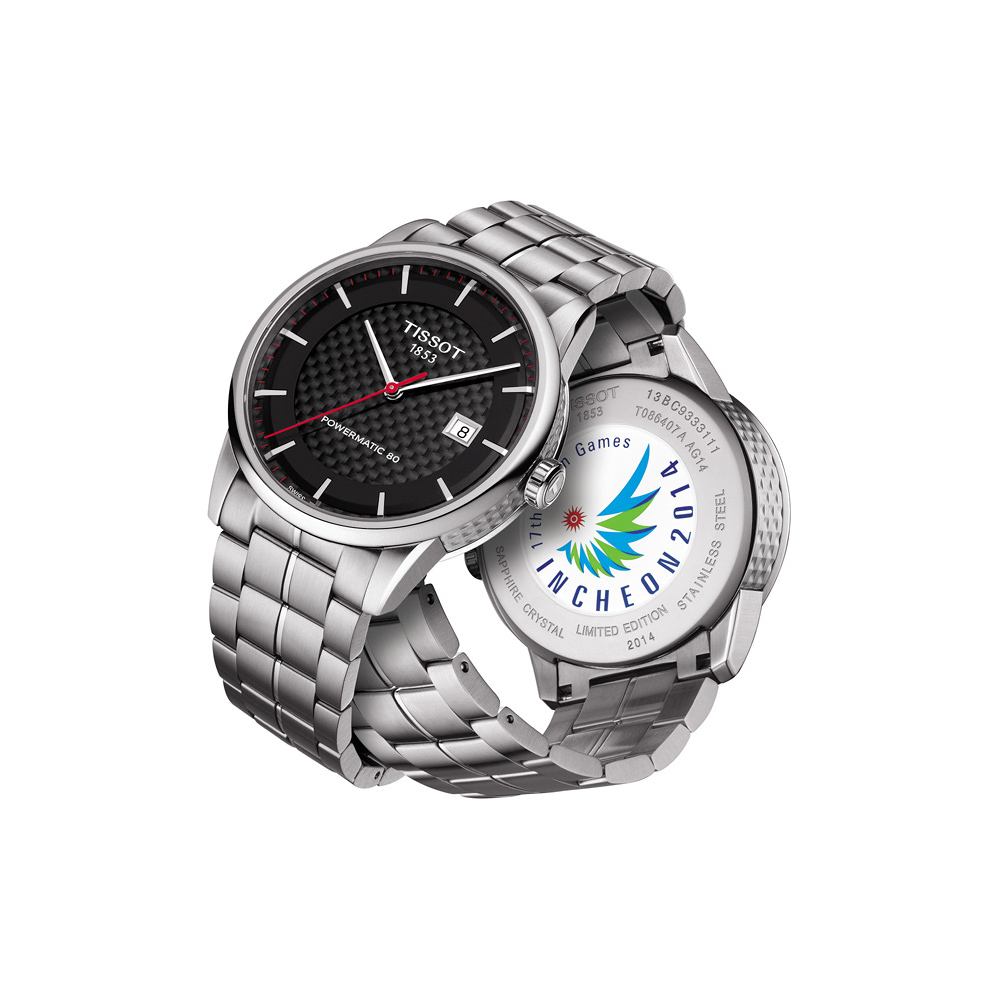 TISSOT 天梭 官方授權 Luxury 典藏經典亞運會限量機械腕錶-黑x銀/42mm