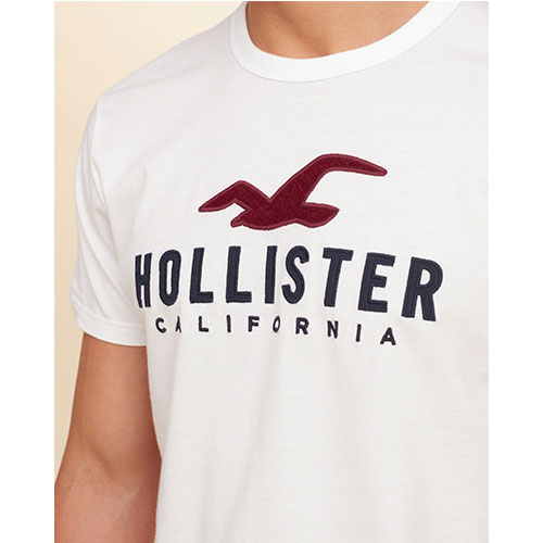 Hollister HCO 海鷗 經典大海鷗文字設計短袖T恤-白色