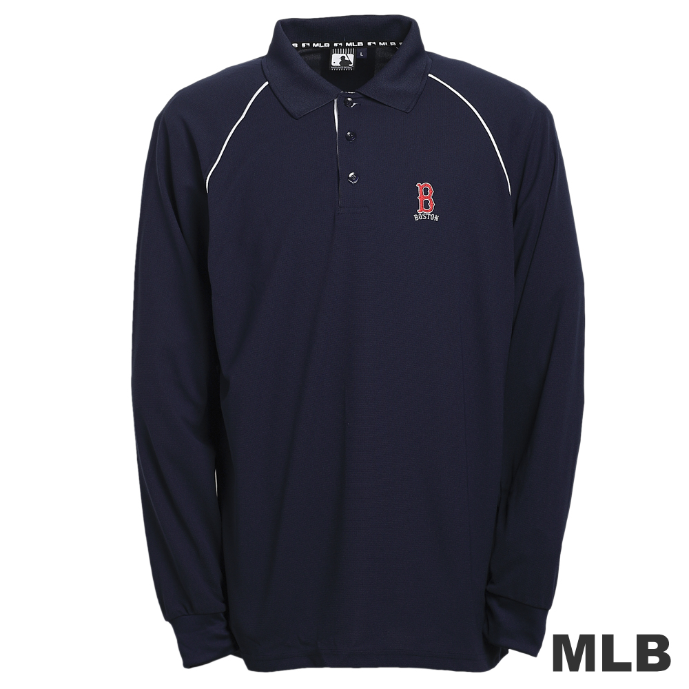 MLB-波士頓紅襪隊LOGO排汗POLO衫-深藍(男)