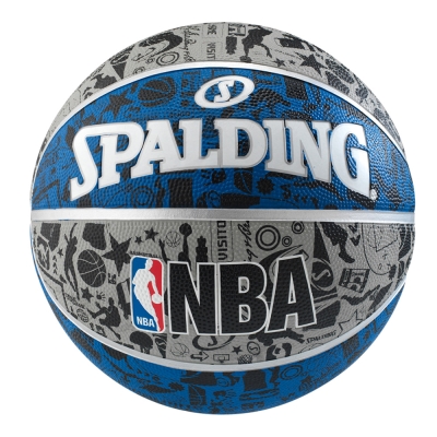 SPALDING 斯伯丁 NBA 塗鴉系列 籃球7號 灰/藍/黑