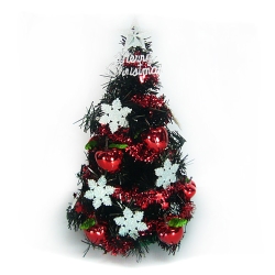 台製1尺(30cm)雪花紅果裝飾黑色聖誕樹