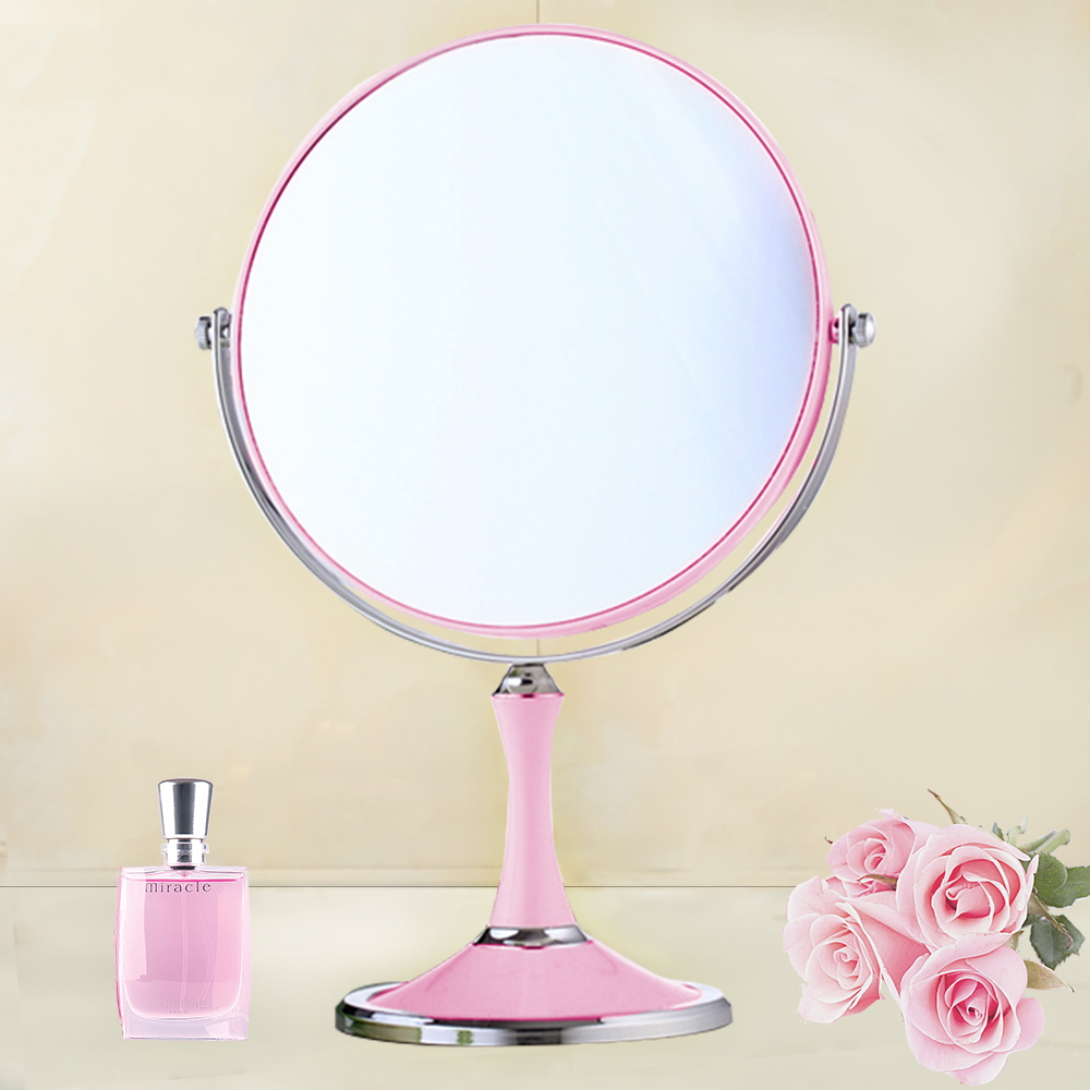 幸福揚邑 8吋超大時尚化妝放大雙面鏡/桌鏡圓鏡-粉紅