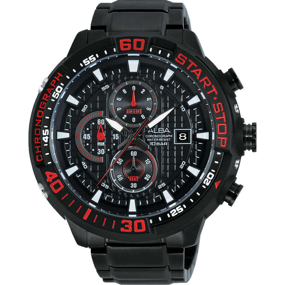 ALBA SignA 疾速奔馳計時腕錶(AM3099X1)-鍍黑/49mm