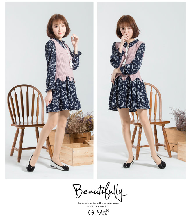 G.Ms. MIT系列-漆皮拼接牛皮菱格紋娃娃鞋-白色