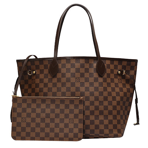 LV N41358 經典棋盤格NEVERFULL MM大型子母肩背購物包