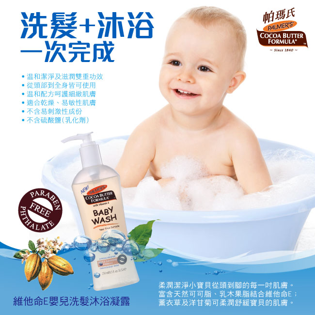 帕瑪氏 維他命E嬰兒洗沐護理組(沐浴+嬰兒油)