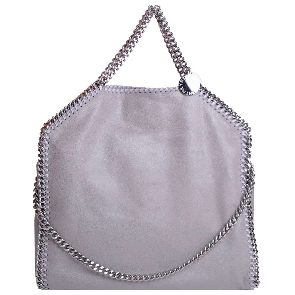 Stella McCartney Falabella 銀色金屬兩用鍊帶包(中/菸灰色)